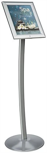 8.5 X 11 Outdoor Menu Floor Stand, Locking Snap Open Frame, Curved Post - Silver