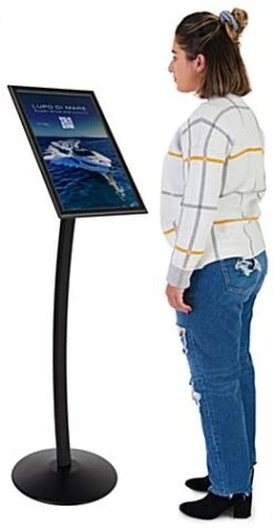 11 X 17 Menu Stand For Floor, Snap Open, Curved Post - Black -LuxeDisplay Shop cmb1117blk.ra2 preview