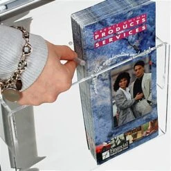 8.5 X 11 Sign Stand With Literature Pocket, 4"/8.5"w, Curved, Snap Open - Silver -LuxeDisplay Shop cmb8511ngw.ra2 preview