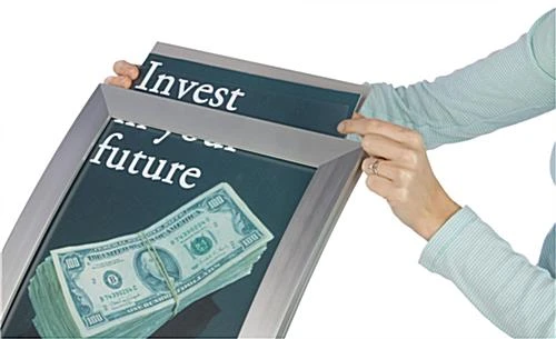 11 X 17 Menu Stand For Floor, Top Insert, C-shaped Curve - Silver 4 11 X 17 Menu Stand For Floor, Top Insert, C-shaped Curve - Silver - Image 2