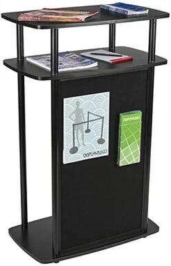 40.75” Tall Portable Counter W/ Inner Shelf, Hook-and-Loop Panel - Black -LuxeDisplay Shop cntrctblk.ra3 preview