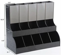 Condiment Organizer, 10 Compartments W/ Clear Front, Tabletop - Black -LuxeDisplay Shop con10slbig.ra2 preview