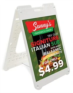 Sidewalk Sign W/ (2) 22 X 28 UV Custom Corrugated Boards, Double Sided - White