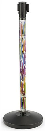 QueuePole.Economy 41.5" Clear Stanchion Post With 6.5' Red Retractable Belt 13 QueuePole.Economy 41.5" Clear Stanchion Post With 6.5' Red Retractable Belt - Image 11