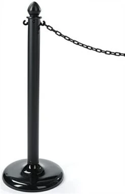 QueuePole.Outdoor Black Stanchion Post With 6.5’ Black Linked Chain