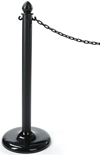 QueuePole.Outdoor Black Stanchion Post With 6.5’ Black Linked Chain 3 QueuePole.Outdoor Black Stanchion Post With 6.5’ Black Linked Chain