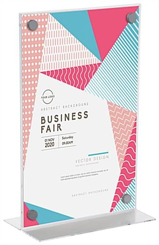 Workshop Series 11” X 17” Acrylic Sign Holder With Silver Standoffs - Clear 4 Workshop Series 11” X 17” Acrylic Sign Holder With Silver Standoffs - Clear - Image 2