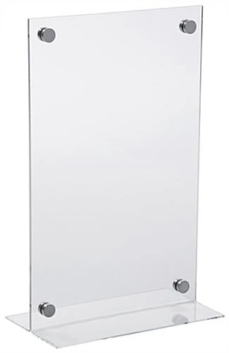 Workshop Series 11” X 17” Acrylic Sign Holder With Silver Standoffs - Clear 3 Workshop Series 11” X 17” Acrylic Sign Holder With Silver Standoffs - Clear