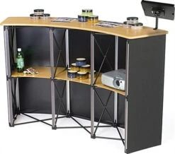 61"w Portable Counter With Clamp-on IPad Enclosure And Interior Shelves - Black -LuxeDisplay Shop ctr5ipdcbk.ra1 preview