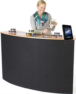61"w Portable Counter With Clamp-on IPad Enclosure And Interior Shelves - Black -LuxeDisplay Shop ctr5ipdcbk.ra3 preview