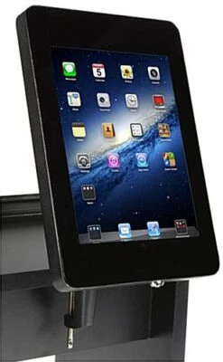 61"w Portable Counter With Clamp-on IPad Enclosure And Interior Shelves - Black -LuxeDisplay Shop ctr5ipdcbk.ra5 preview