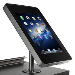 61"w Portable Counter With IPad Enclosure & Interior Shelves - Black -LuxeDisplay Shop ctr5ipdgbk.ra5 preview