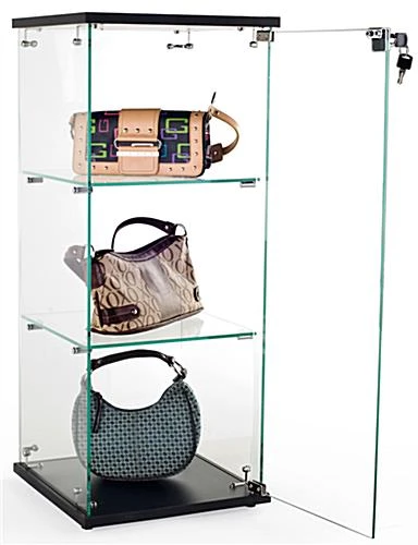 Countertop Display Case W/ Tempered Glass Shelves & Locking Door - Black 5 Countertop Display Case W/ Tempered Glass Shelves & Locking Door - Black - Image 3