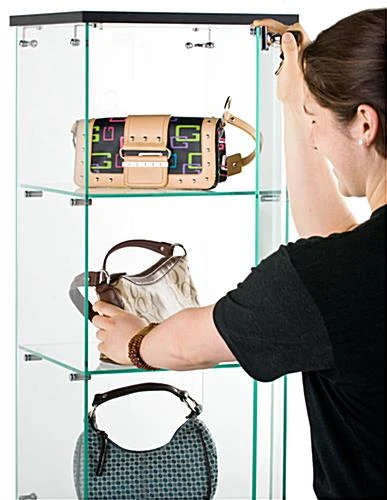 Countertop Display Case W/ Tempered Glass Shelves & Locking Door - Black 6 Countertop Display Case W/ Tempered Glass Shelves & Locking Door - Black - Image 4