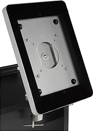 31"w Portable Counter W/ Header, Inner Shelf, Clamping IPad Enclosure - White 6 31"w Portable Counter W/ Header, Inner Shelf, Clamping IPad Enclosure - White - Image 4