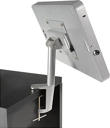 31"w Portable Counter W/ Header, Inner Shelf, Clamping IPad Enclosure - White 7 31"w Portable Counter W/ Header, Inner Shelf, Clamping IPad Enclosure - White - Image 5