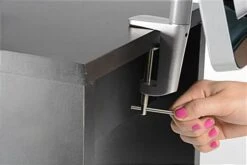 31"w Portable Counter W/ Header, Inner Shelf, Clamping IPad Enclosure - White 14 31"w Portable Counter W/ Header, Inner Shelf, Clamping IPad Enclosure - White -LuxeDisplay Shop ctrpipdcsl.ra5 preview