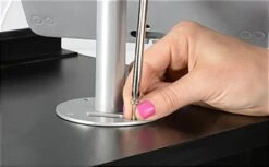 31"w Portable Counter W/ Header, Inner Shelf, Screw-On IPad Enclosure - White -LuxeDisplay Shop ctrpipdgsl.ra6 preview