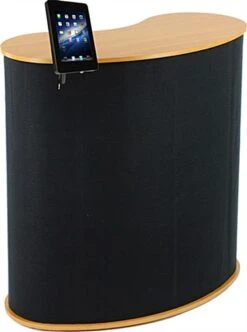 40"w Portable Counter With Black Clamp-on IPad Enclosure, Bean Shaped -LuxeDisplay Shop ctrvipdcbk.ra1 preview