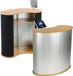 40"w Portable Counter With Silver Screw-in IPad Enclosure, Bean Shaped -LuxeDisplay Shop ctrvipgcsl.ra1 preview