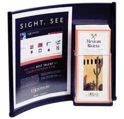 13 X 11 Sign Holder For Tabletop With Pocket For 4 X 9 Brochures, Concave - Black