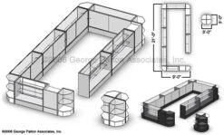 Store Counter Configuration W/ 17 Components, Tempered Glass Shelves & Black Finish