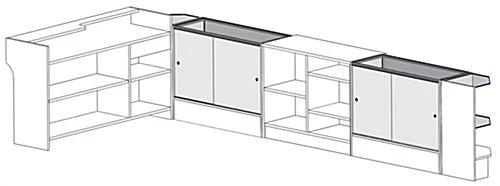 Retail Counter Configuration W/ 6 Components, White Finish & Tempered Glass Shelves 5 Retail Counter Configuration W/ 6 Components, White Finish & Tempered Glass Shelves - Image 3
