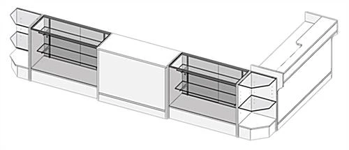 Retail Counter Configuration W/ 6 Components, White Finish & Tempered Glass Shelves 3 Retail Counter Configuration W/ 6 Components, White Finish & Tempered Glass Shelves