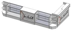 White Retail Counter Configuration W/ 6 Components, Custom Printed Graphic Panels