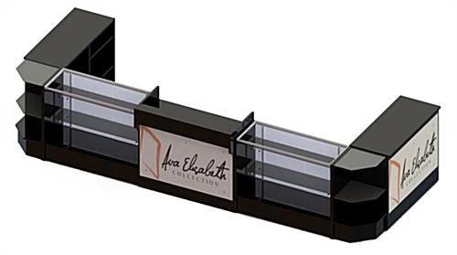 Black Store Counter Configuration W/ 7 Components, Custom Printed Graphic Panels 3 Black Store Counter Configuration W/ 7 Components, Custom Printed Graphic Panels
