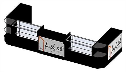 Black Store Counter Configuration W/ 7 Components, Custom Printed Graphic Panels 4 Black Store Counter Configuration W/ 7 Components, Custom Printed Graphic Panels - Image 2
