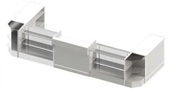 Store Counter Configuration W/ 7 Components, White Finish & Tempered Glass Shelves 7 Store Counter Configuration W/ 7 Components, White Finish & Tempered Glass Shelves -LuxeDisplay Shop cw7aewh.ra1 preview