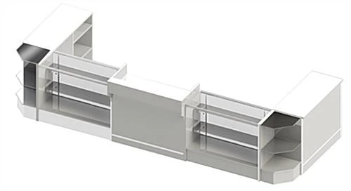 Store Counter Configuration W/ 7 Components, White Finish & Tempered Glass Shelves 4 Store Counter Configuration W/ 7 Components, White Finish & Tempered Glass Shelves - Image 2