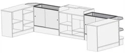 Store Counter Configuration W/ 7 Components, White Finish & Tempered Glass Shelves 8 Store Counter Configuration W/ 7 Components, White Finish & Tempered Glass Shelves -LuxeDisplay Shop cw7aewh.ra2 preview
