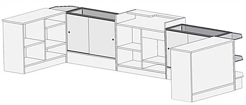Store Counter Configuration W/ 7 Components, White Finish & Tempered Glass Shelves 5 Store Counter Configuration W/ 7 Components, White Finish & Tempered Glass Shelves - Image 3