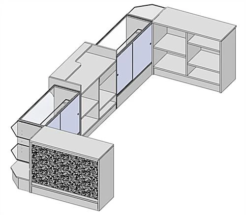 White Store Counter Configuration W/ 7 Components, Custom Printed Graphic Panels 5 White Store Counter Configuration W/ 7 Components, Custom Printed Graphic Panels - Image 3