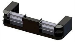 Store Counter Configuration W/ 7 Components, Black Finish & Tempered Glass Shelves