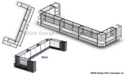 Store Counter Configurations W/ 9 Components, Black Finish & Adjustable Glass Shelves