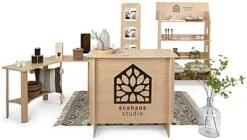 40 X 38 Portable Counter Display, Floor Standing, Inner Shelf - Natural -LuxeDisplay Shop dandelion revival collection.ra8 preview 1