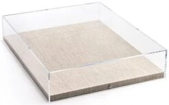 11 X 14 Wall Mounted Exhibit Case W/ Linen Backing, Acrylic Vitrine - Tan -LuxeDisplay Shop dcawec1114.ra2 preview