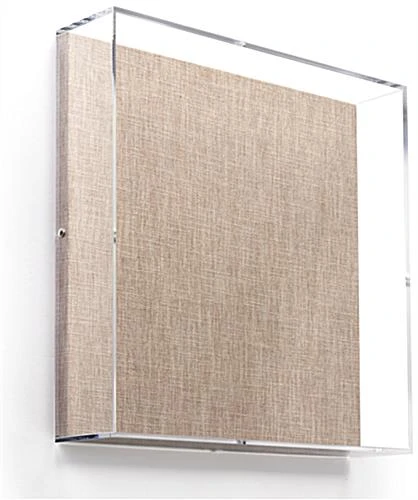 17 X 17 Wall Mounted Exhibit Case W/ Linen Backing, Acrylic Vitrine - Tan 4 17 X 17 Wall Mounted Exhibit Case W/ Linen Backing, Acrylic Vitrine - Tan - Image 2