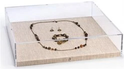 17 X 17 Wall Mounted Exhibit Case W/ Linen Backing, Acrylic Vitrine - Tan 8 17 X 17 Wall Mounted Exhibit Case W/ Linen Backing, Acrylic Vitrine - Tan -LuxeDisplay Shop dcawec1212.ra2 preview