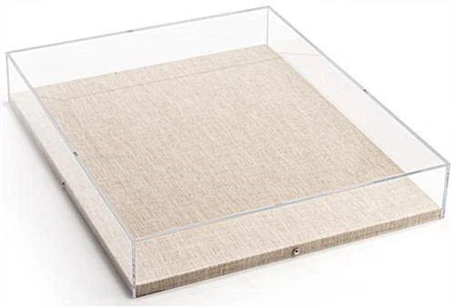 16 X 20 Wall Mounted Exhibit Case W/ Linen Backing, Acrylic Vitrine - Tan 6 16 X 20 Wall Mounted Exhibit Case W/ Linen Backing, Acrylic Vitrine - Tan - Image 4