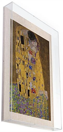 20 X 30 Wall Mounted Exhibit Case W/ Linen Backing, Acrylic Vitrine - Tan