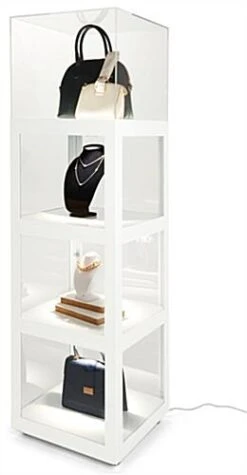 20" Acrylic Display Case W/ Interior LED Lights, Locking Fixed Shelves- White 15 20" Acrylic Display Case W/ Interior LED Lights, Locking Fixed Shelves- White -LuxeDisplay Shop dcisdwh.rora3 preview