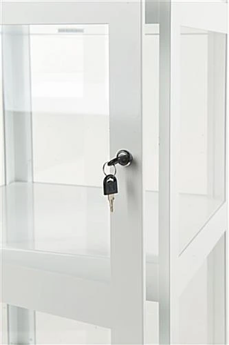 20" Acrylic Display Case W/ Interior LED Lights, Locking Fixed Shelves- White 8 20" Acrylic Display Case W/ Interior LED Lights, Locking Fixed Shelves- White - Image 6