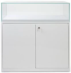 39"w Glass Display Case, LED Surface Light, Removable Top, Floor Standing - White -LuxeDisplay Shop dcphzdc.ra4 preview