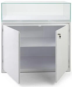 39"w Glass Display Case, LED Surface Light, Removable Top, Floor Standing - White -LuxeDisplay Shop dcphzdc.ra5 preview