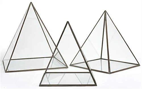 12 X 15 Medium Glass Pyramid Display Case With Copper Frame - Clear 8 12 X 15 Medium Glass Pyramid Display Case With Copper Frame - Clear - Image 6