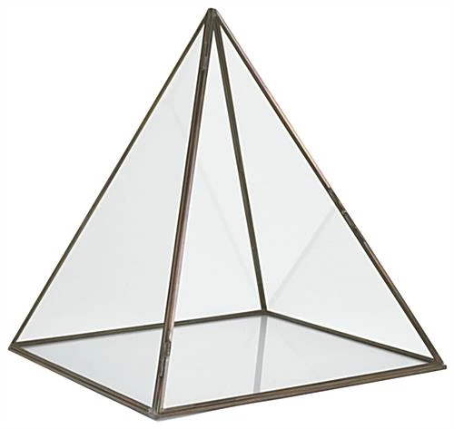 12 X 15 Medium Glass Pyramid Display Case With Copper Frame - Clear 4 12 X 15 Medium Glass Pyramid Display Case With Copper Frame - Clear - Image 2